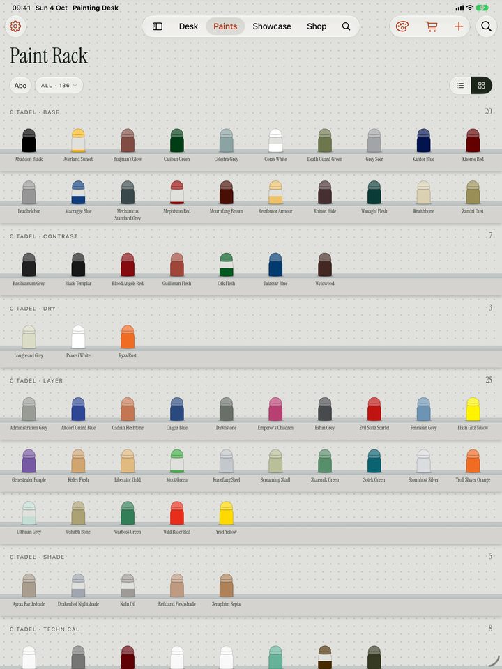 The paint rack on iPad